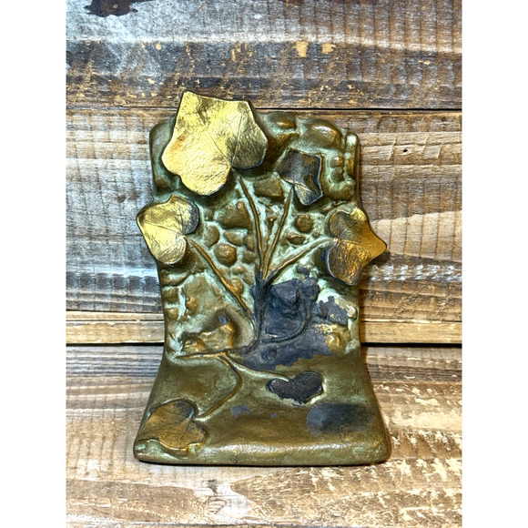 Antique McClelland Barclay Bronze Vining Ivy Bookends Signed Pair 5" Tall x 4" - Picture 2 of 10